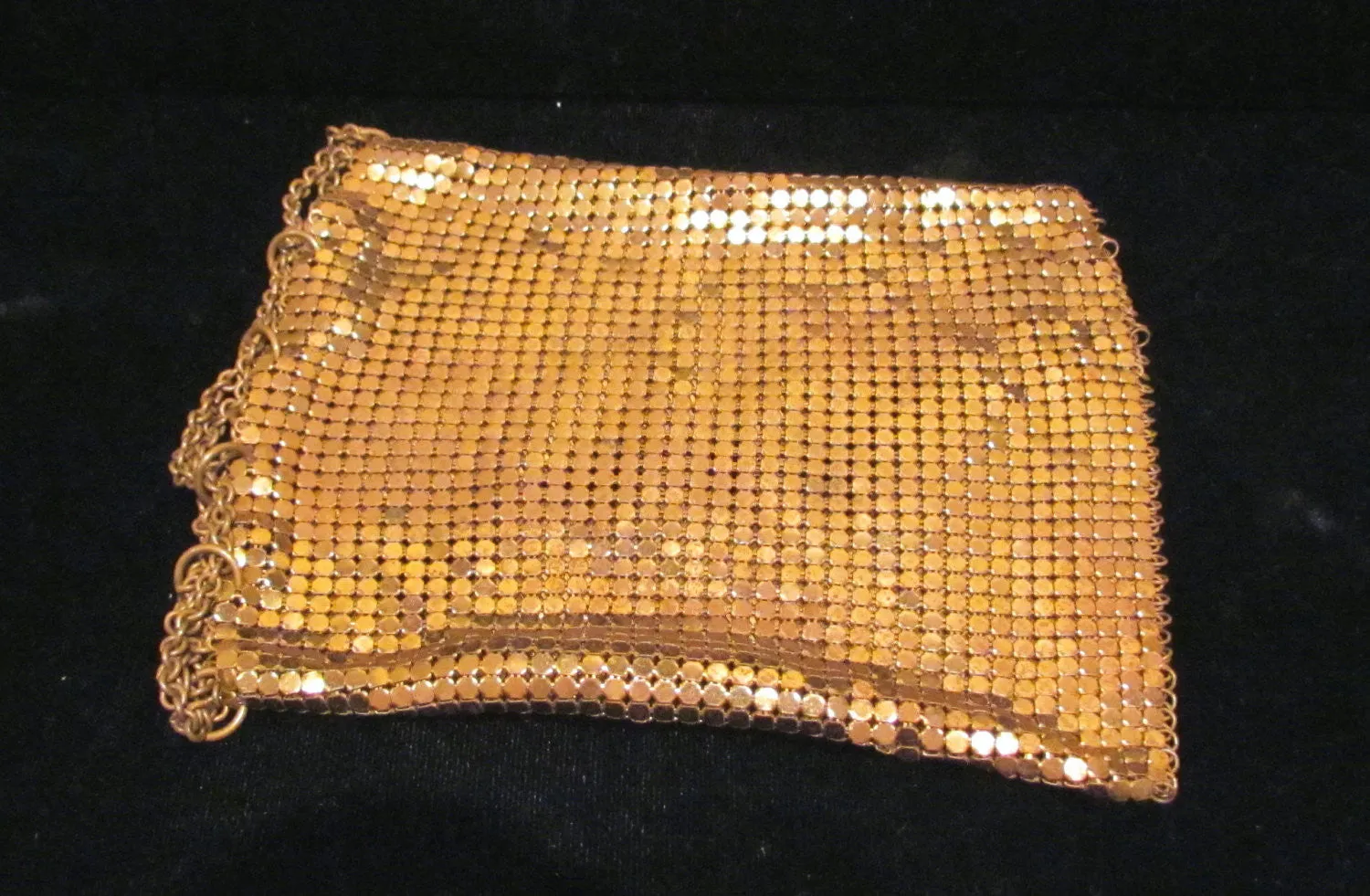 1930s Gold Mesh Coin Purse Art Deco Change Purse Vintage Drawstring Bag