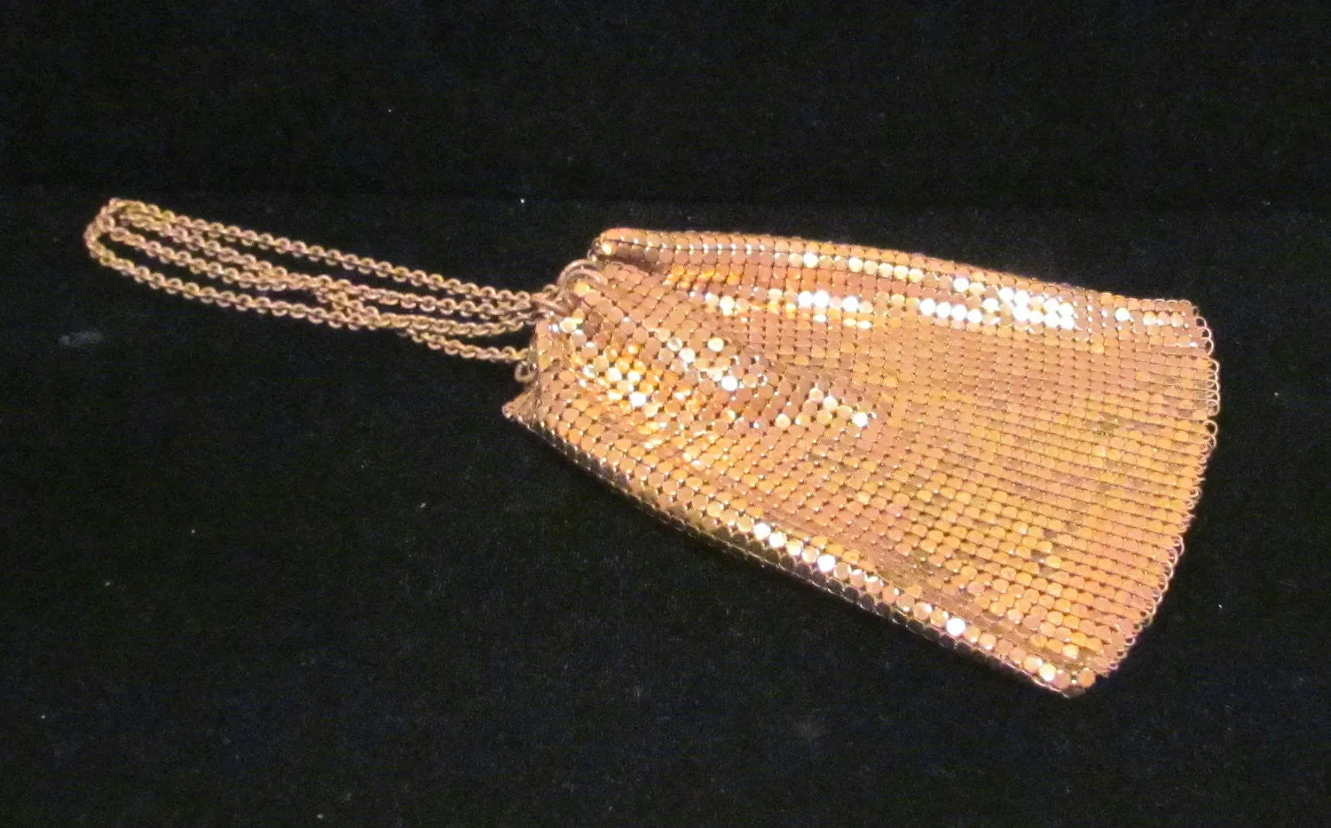 1930s Gold Mesh Coin Purse Art Deco Change Purse Vintage Drawstring Bag