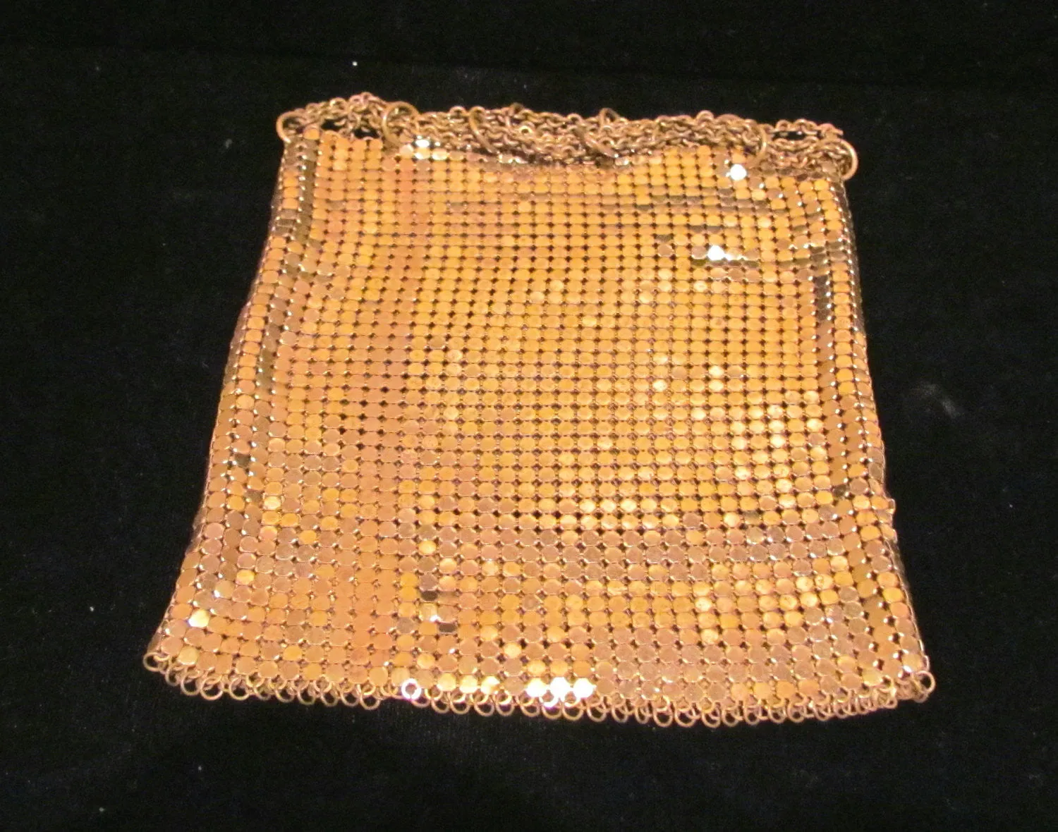 1930s Gold Mesh Coin Purse Art Deco Change Purse Vintage Drawstring Bag
