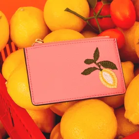 Accessorize London Pink Embroidered Fruit Cardholder