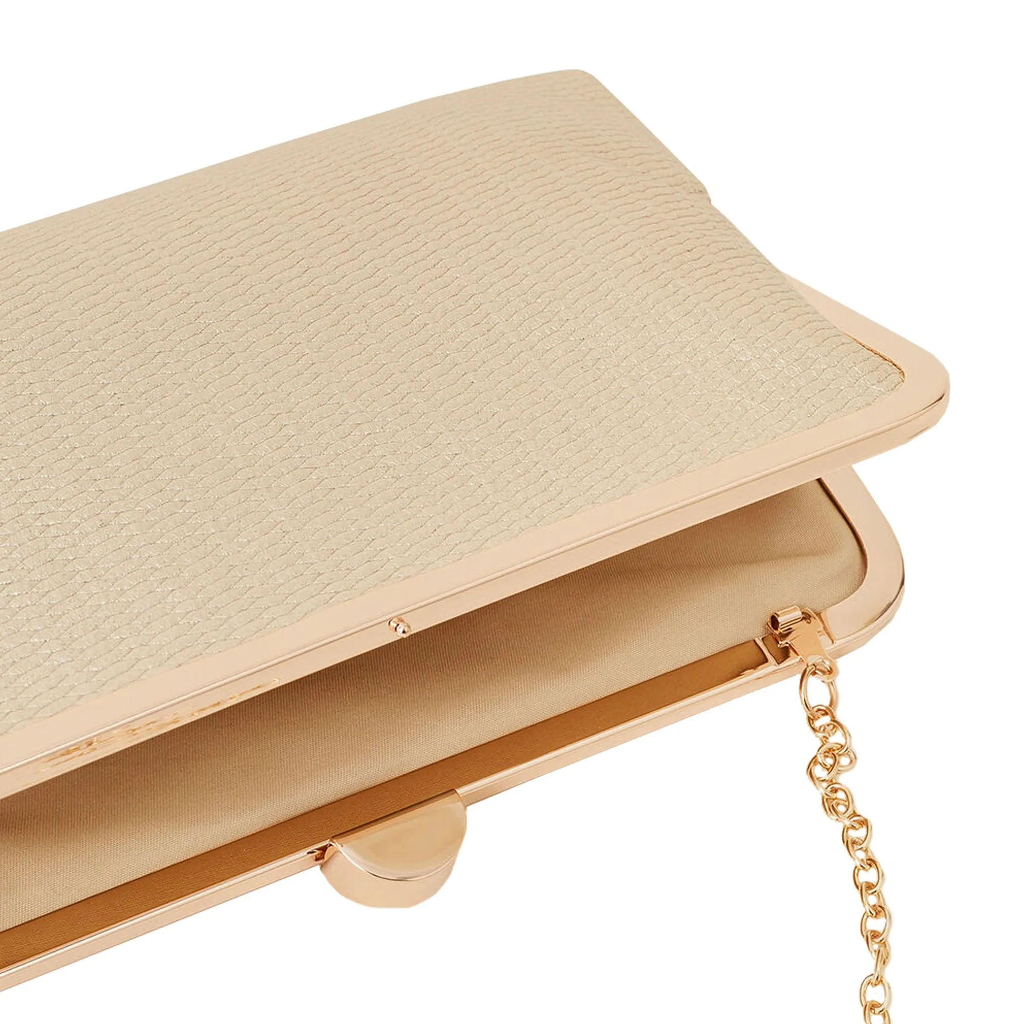 Accessorize London Women's Gold Metallic Clutch Bag