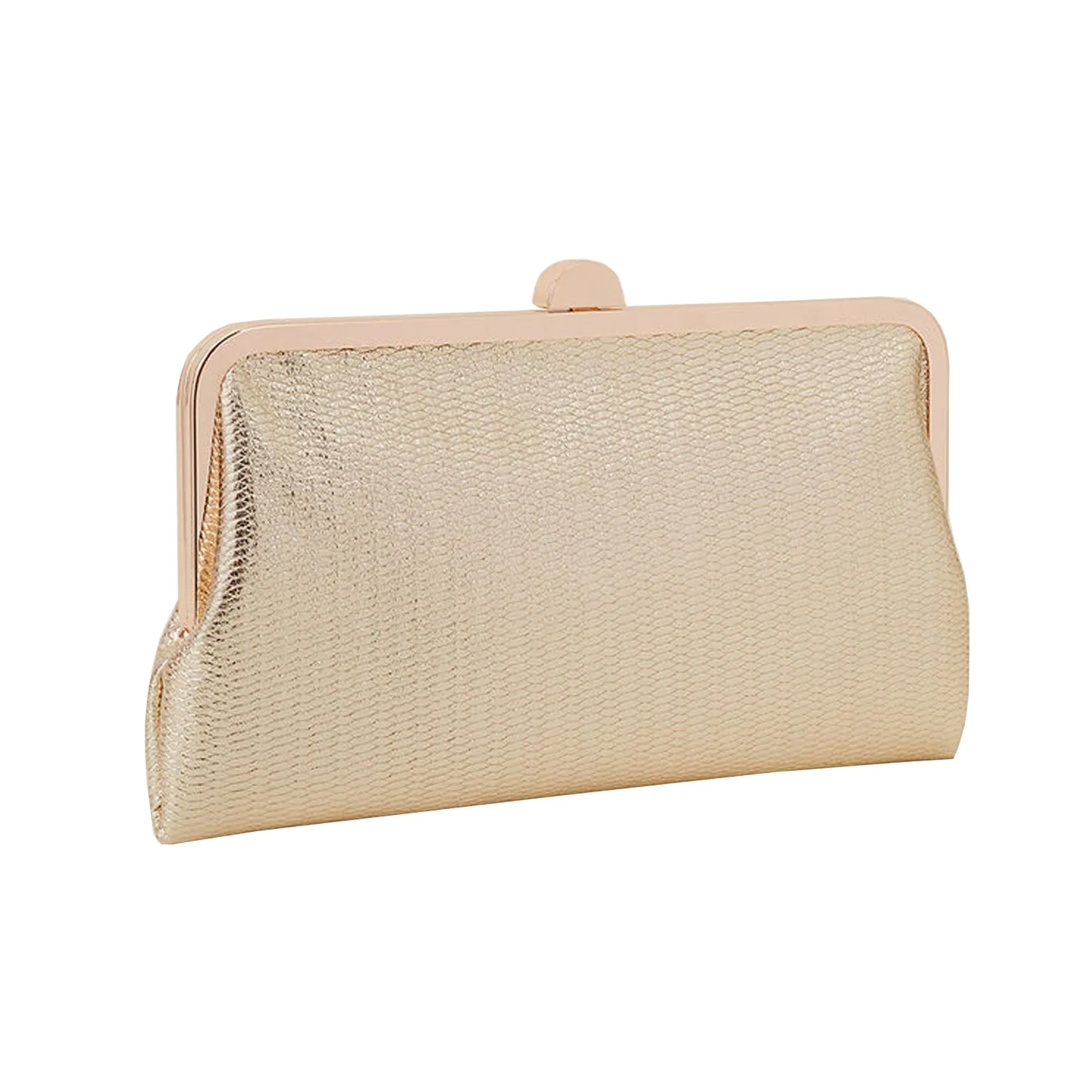 Accessorize London Women's Gold Metallic Clutch Bag