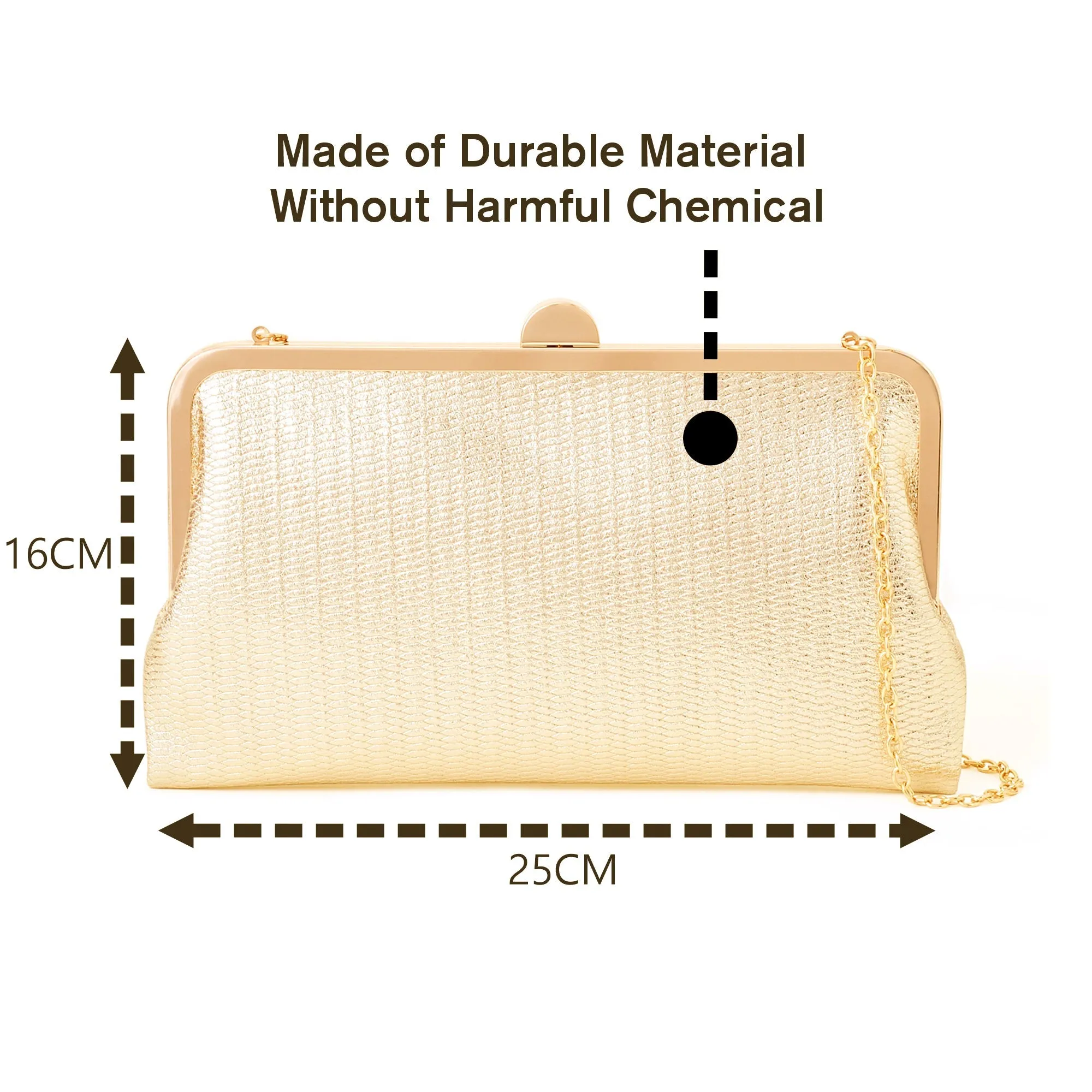 Accessorize London Women's Gold Metallic Clutch Bag