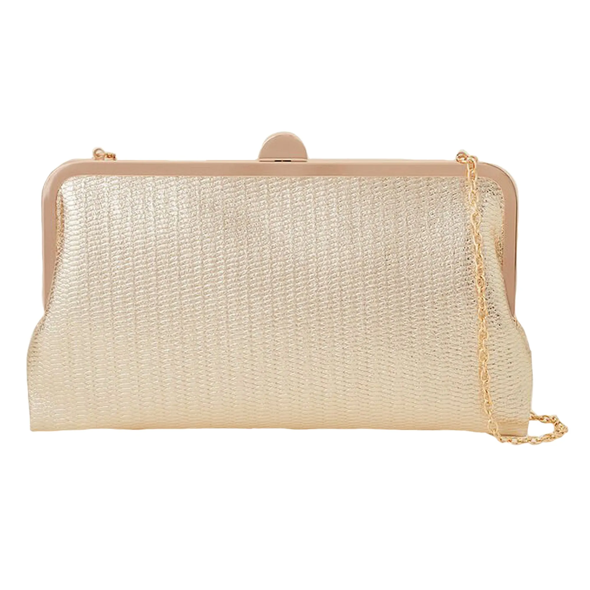 Accessorize London Women's Gold Metallic Clutch Bag