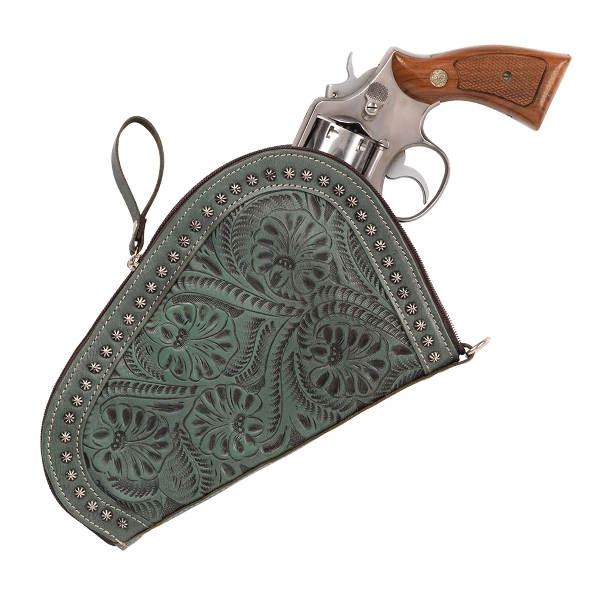 American West Padded Marine Turquoise Leather Gun Case