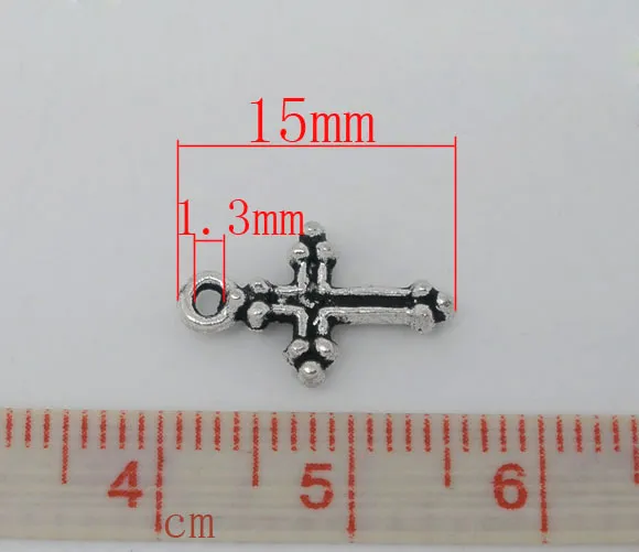 AVBeads Cross Charms Mini Silver 15mm x 9mm Metal Charms 10pcs