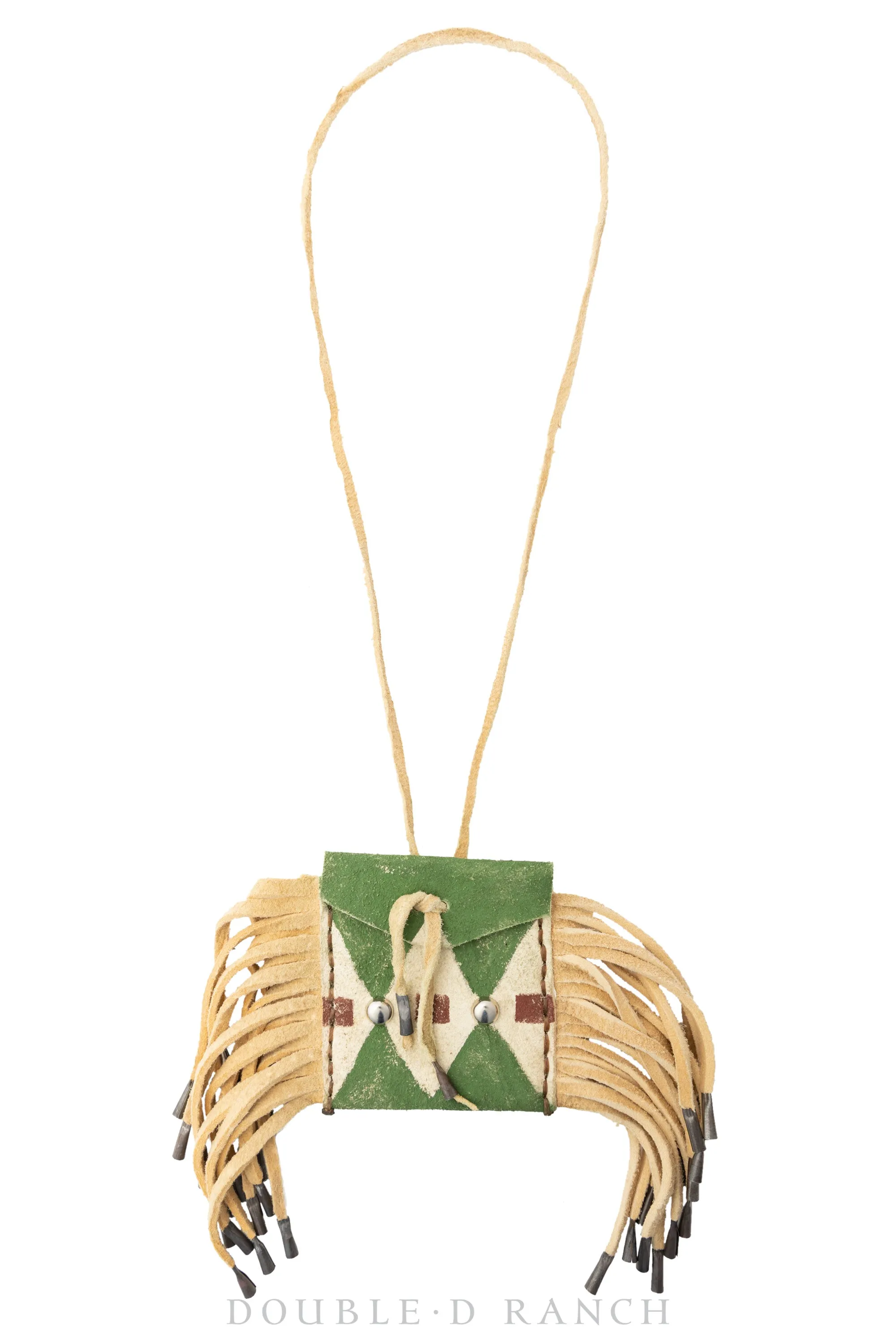 Bag, Possibles Pouch, Fringe & Beading, Green, Contemporary, 1078