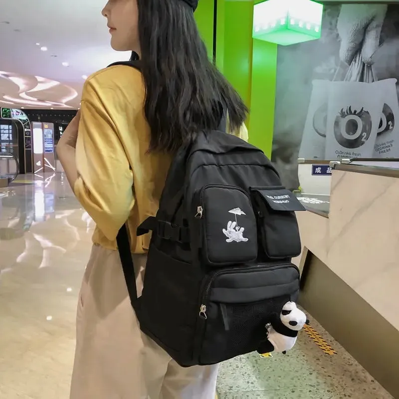 Cartoon Embroidery Waterproof Nylon Backpack for Teen Girls