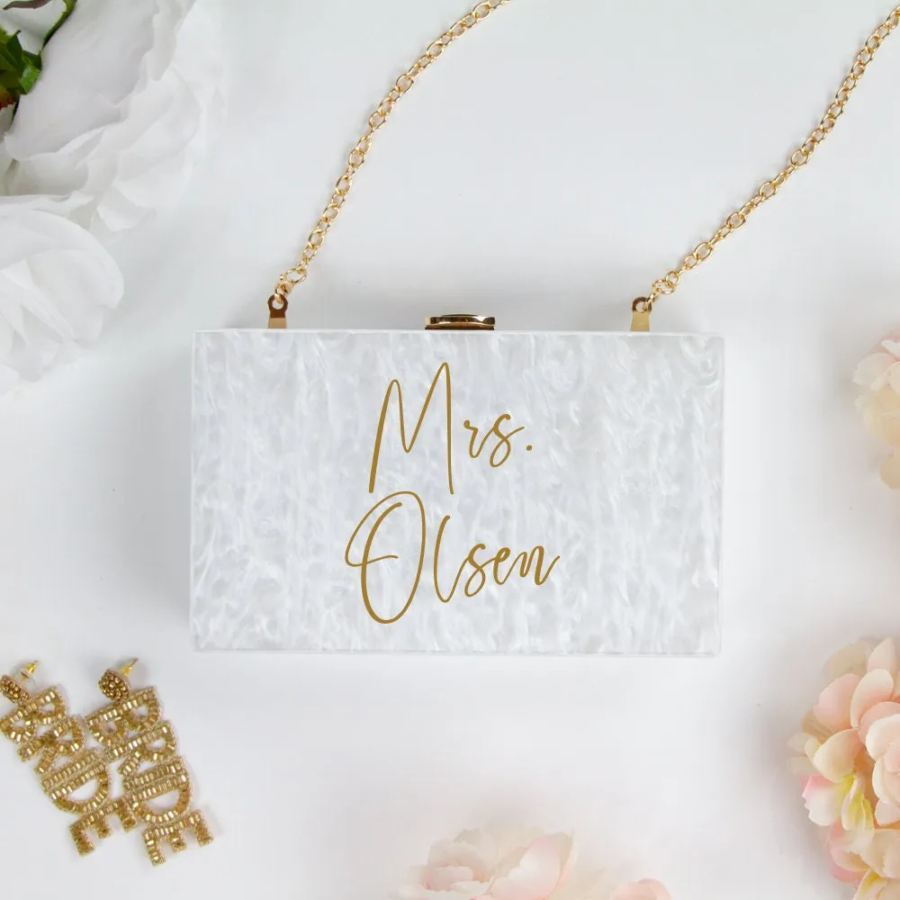 Custom Mrs. Last Name Clutch Bag