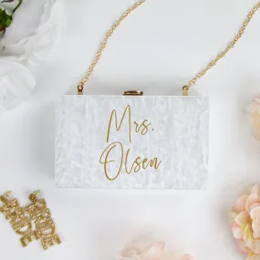 Custom Mrs. Last Name Clutch Bag