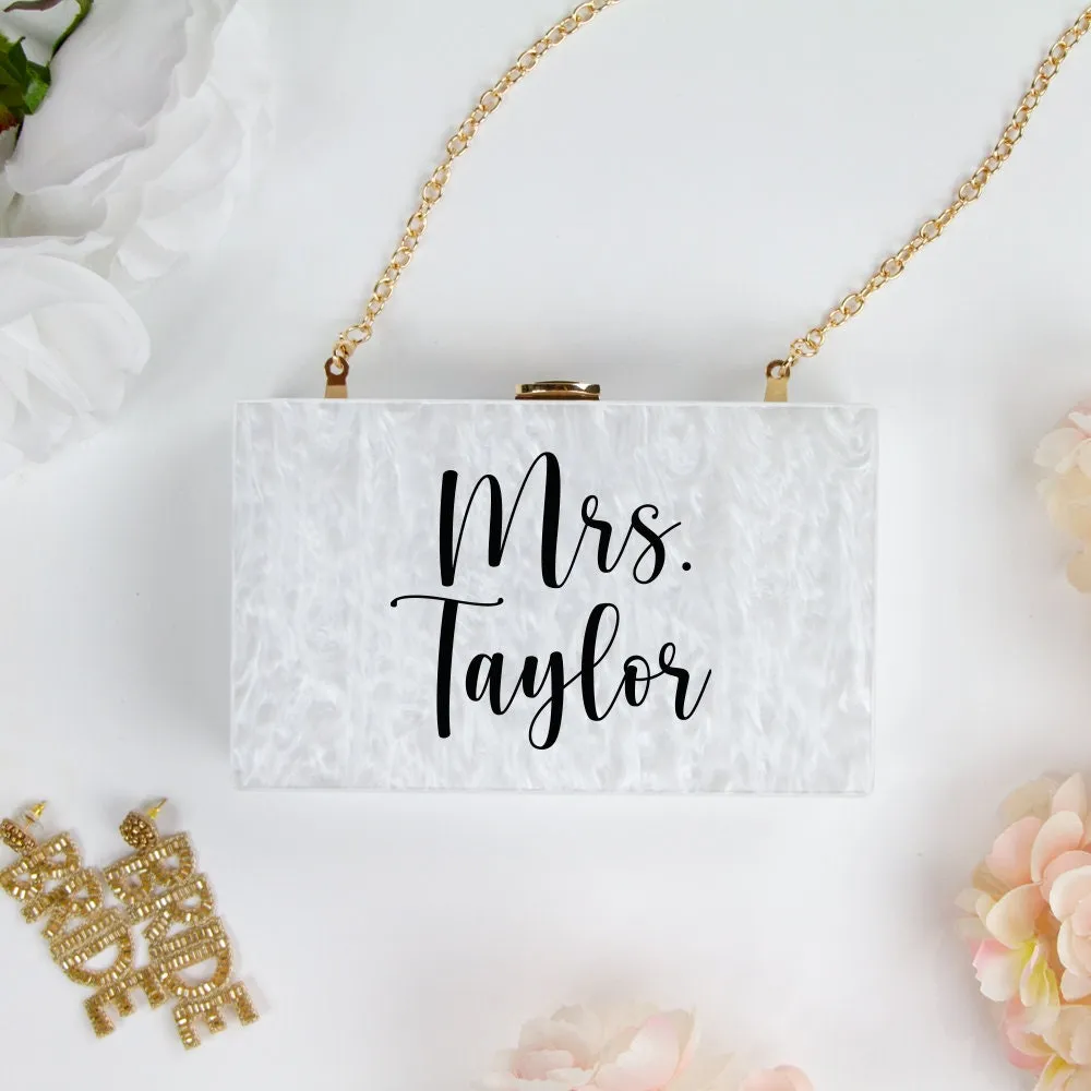 Custom Mrs. Last Name Clutch Bag