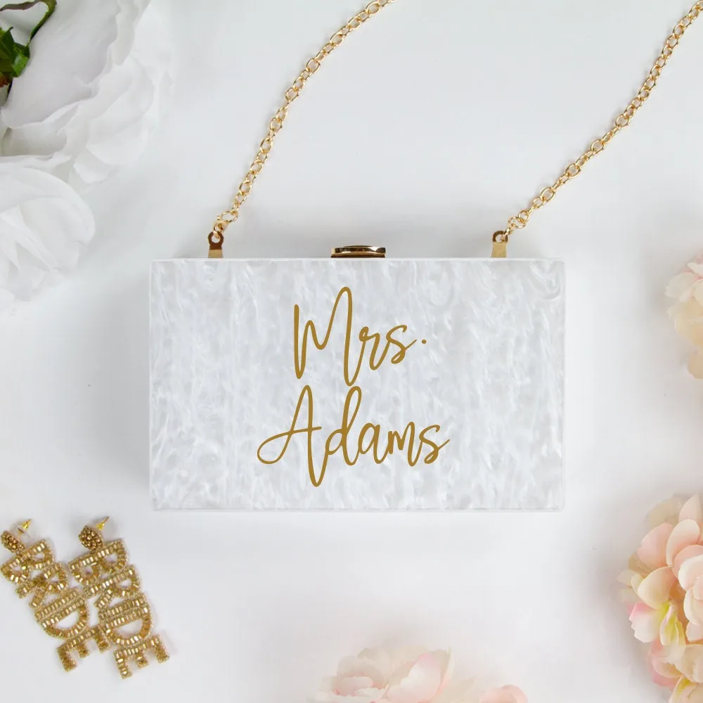 Custom Mrs. Last Name Clutch Bag