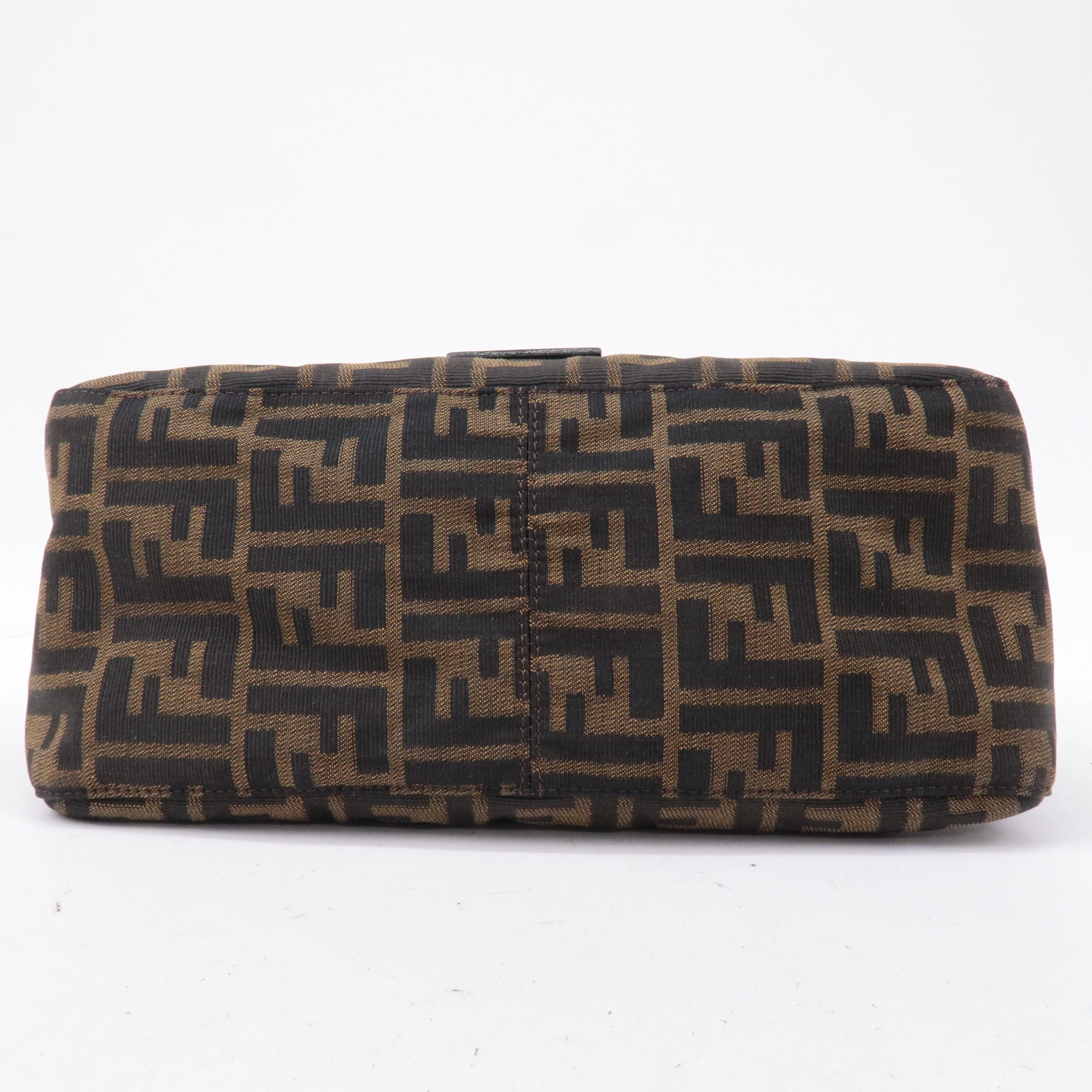 FENDI Mamma Baguette Zucca Canvas Leather Shoulder Bag 26325