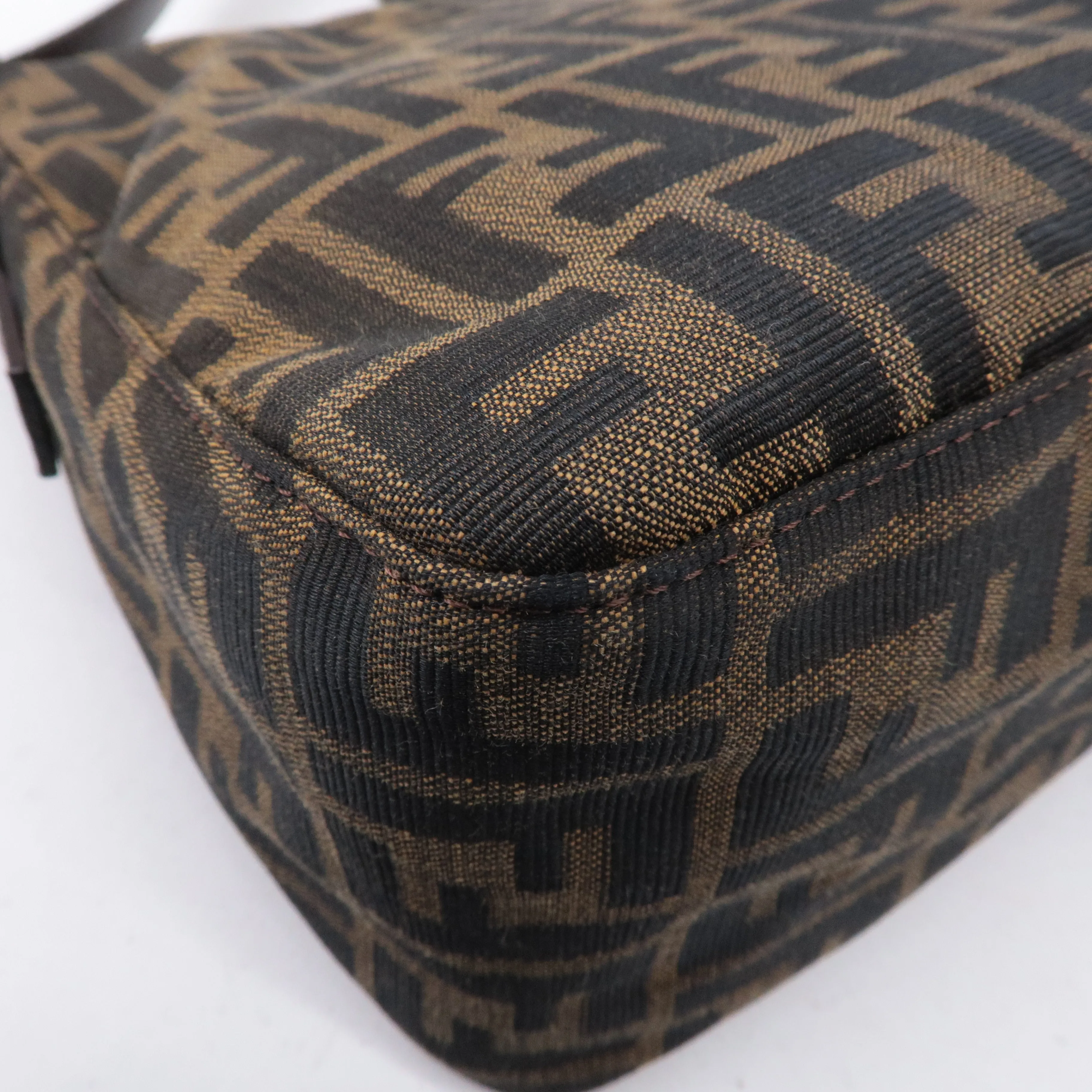 FENDI Mamma Baguette Zucca Canvas Leather Shoulder Bag 26325