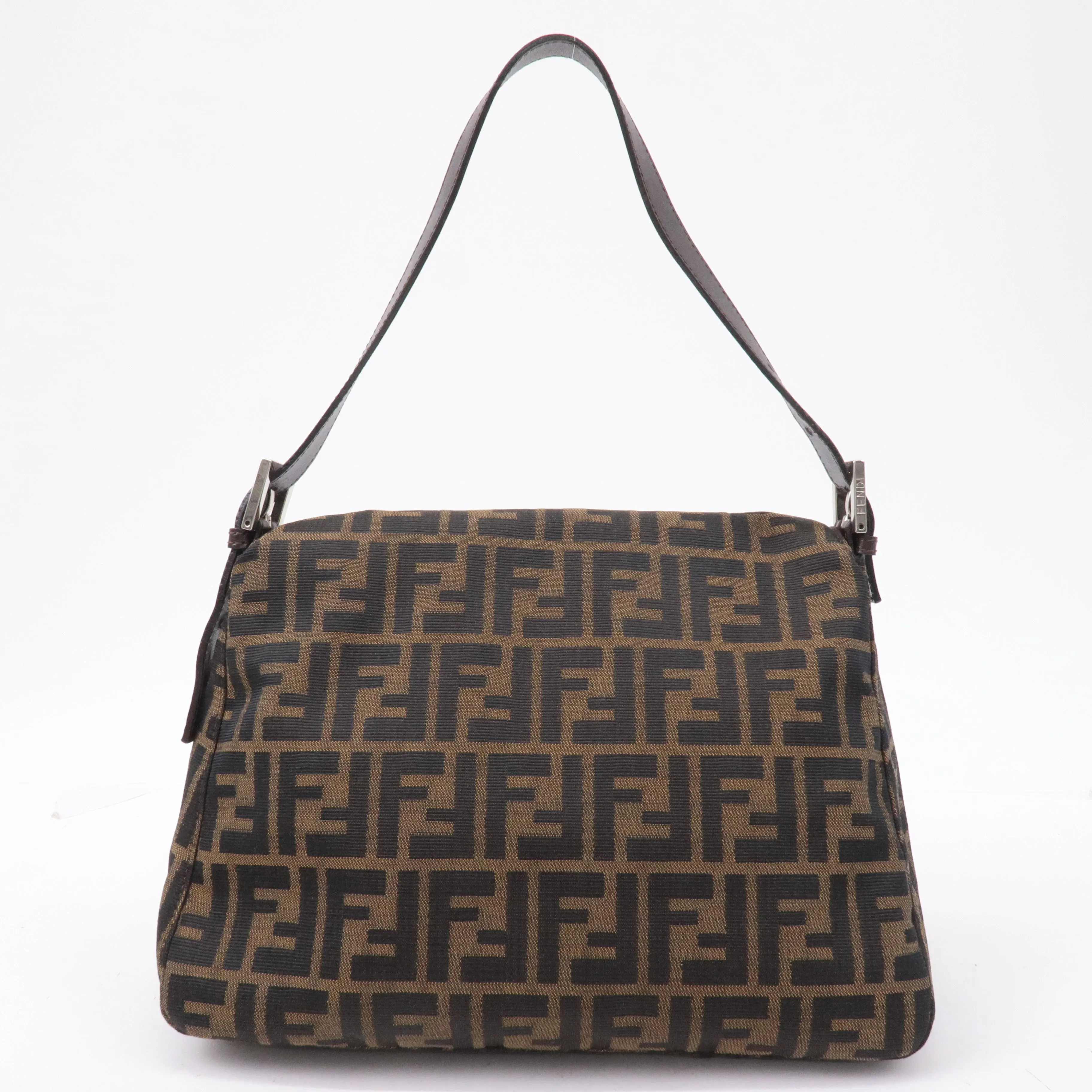 FENDI Mamma Baguette Zucca Canvas Leather Shoulder Bag 26325