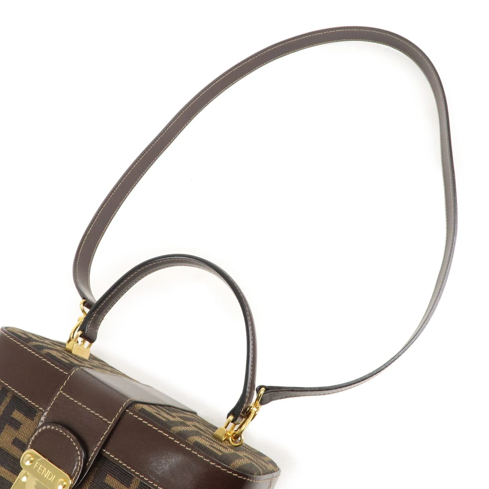 FENDI Zucca Canvas Leather Vanity Bag 2way Hand Bag 0914931