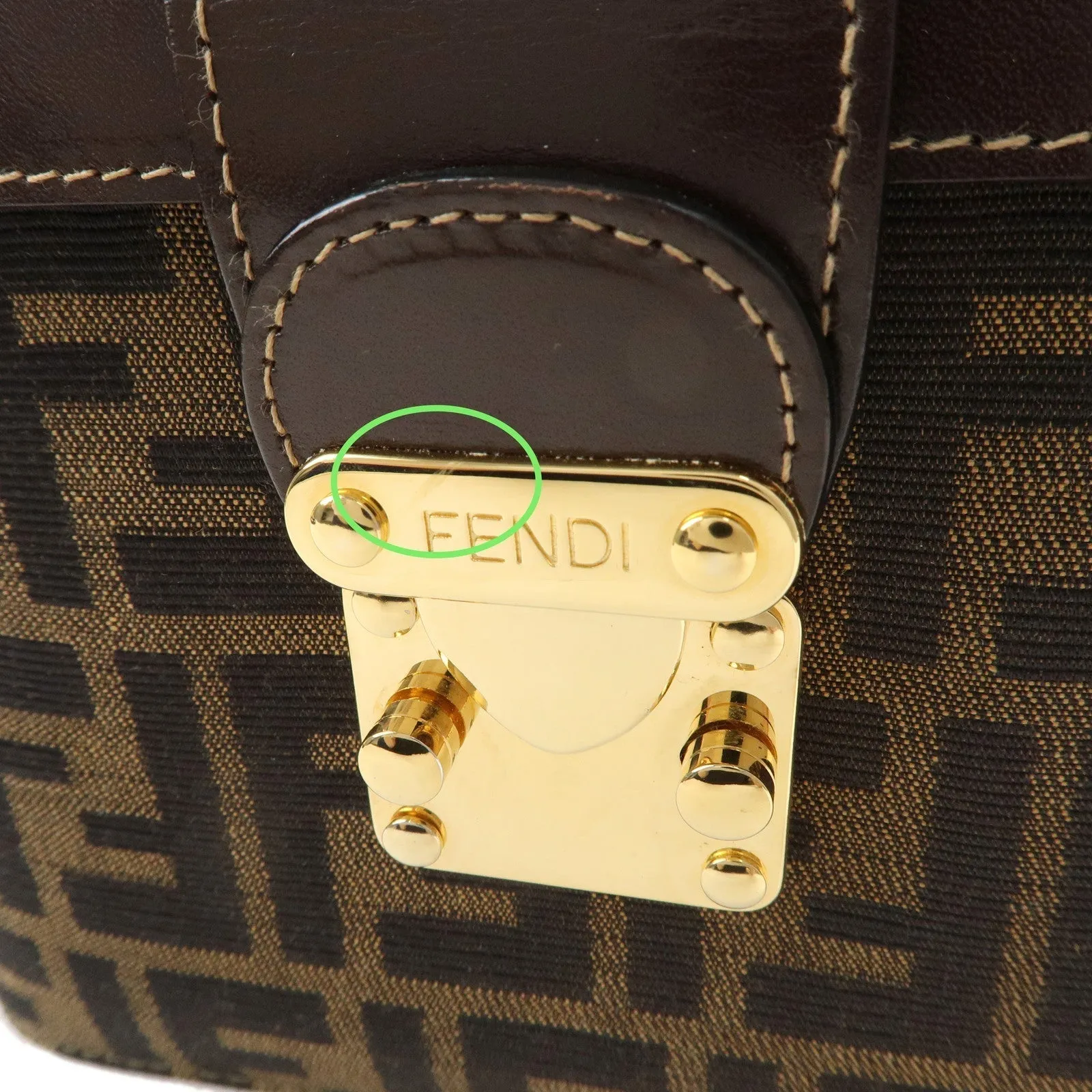 FENDI Zucca Canvas Leather Vanity Bag 2way Hand Bag 0914931
