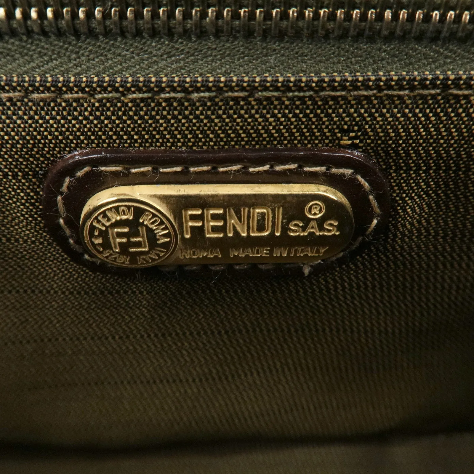 FENDI Zucca Canvas Leather Vanity Bag 2way Hand Bag 0914931