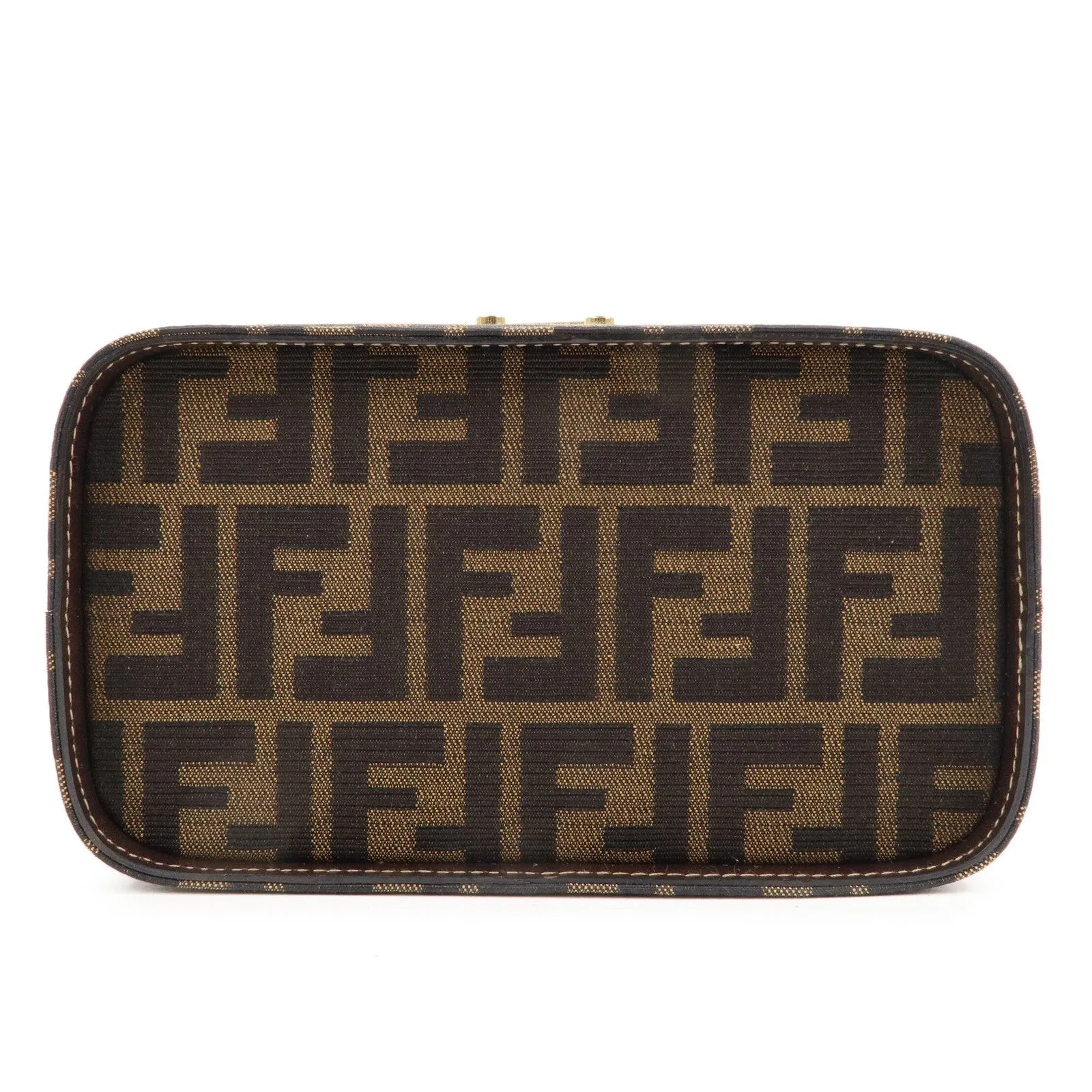FENDI Zucca Canvas Leather Vanity Bag 2way Hand Bag 0914931