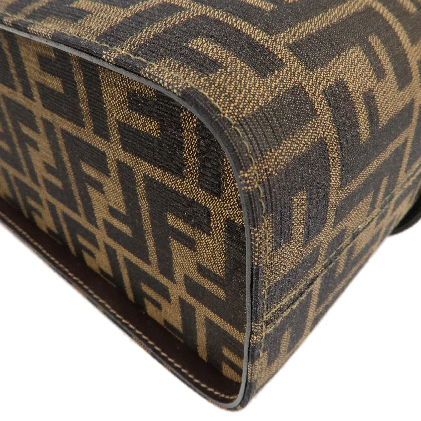 FENDI Zucca Canvas Leather Vanity Bag 2way Hand Bag 0914931