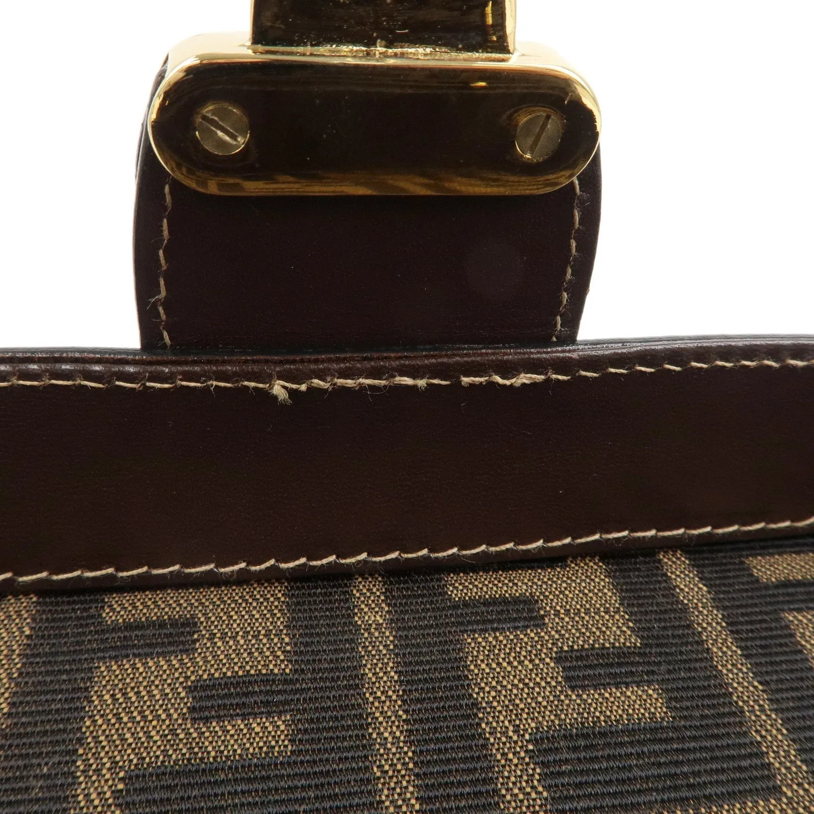 FENDI Zucca Canvas Leather Vanity Bag 2way Hand Bag 0914931