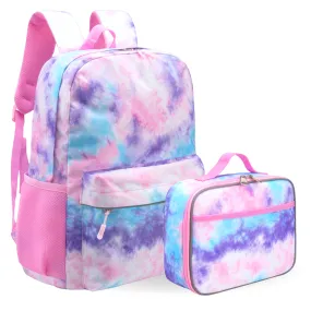 Girls Backpack and Lunch Box Set, Pink Tie Dye, Gives Back to Great Cause, 17 Inches