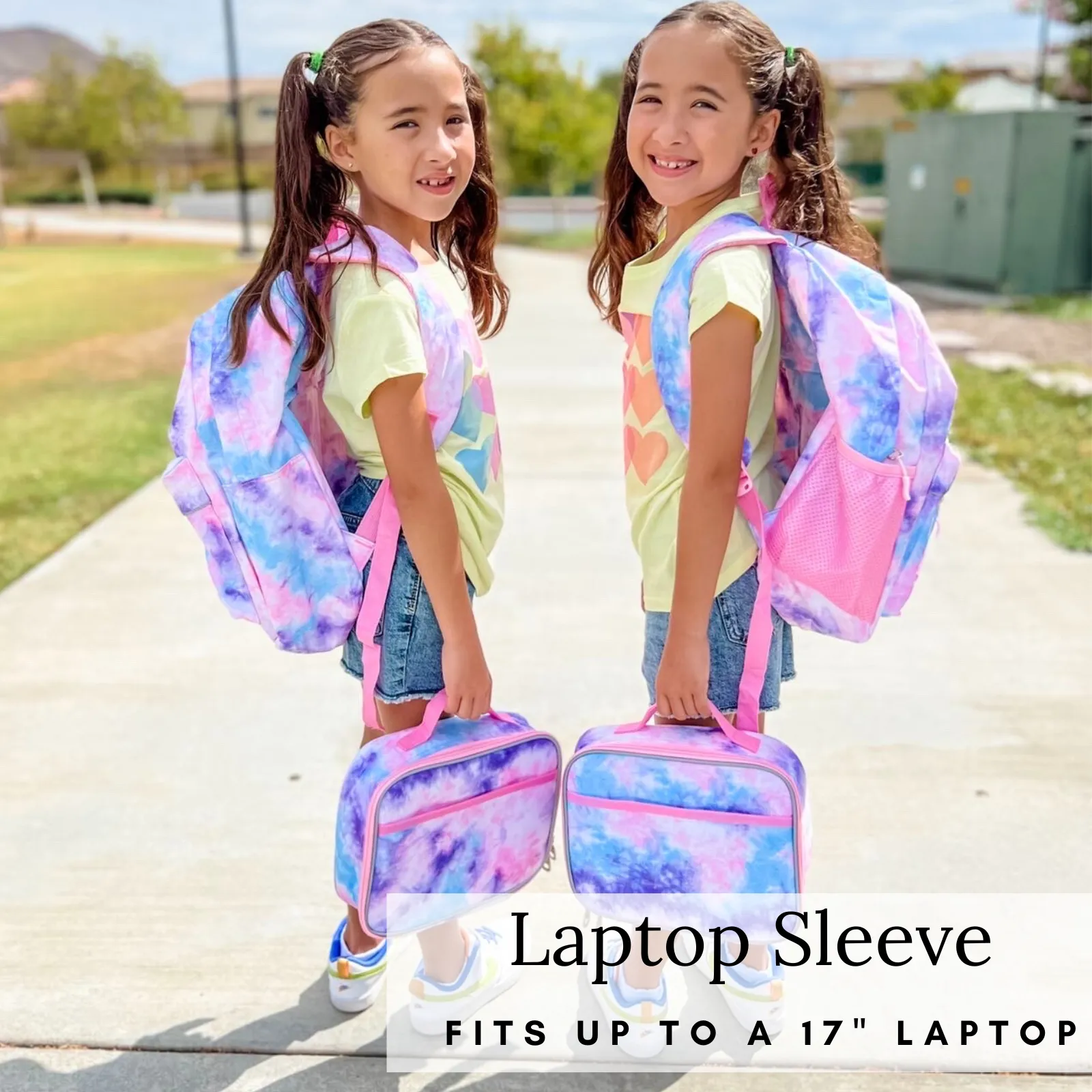 Girls Backpack and Lunch Box Set, Pink Tie Dye, Gives Back to Great Cause, 17 Inches