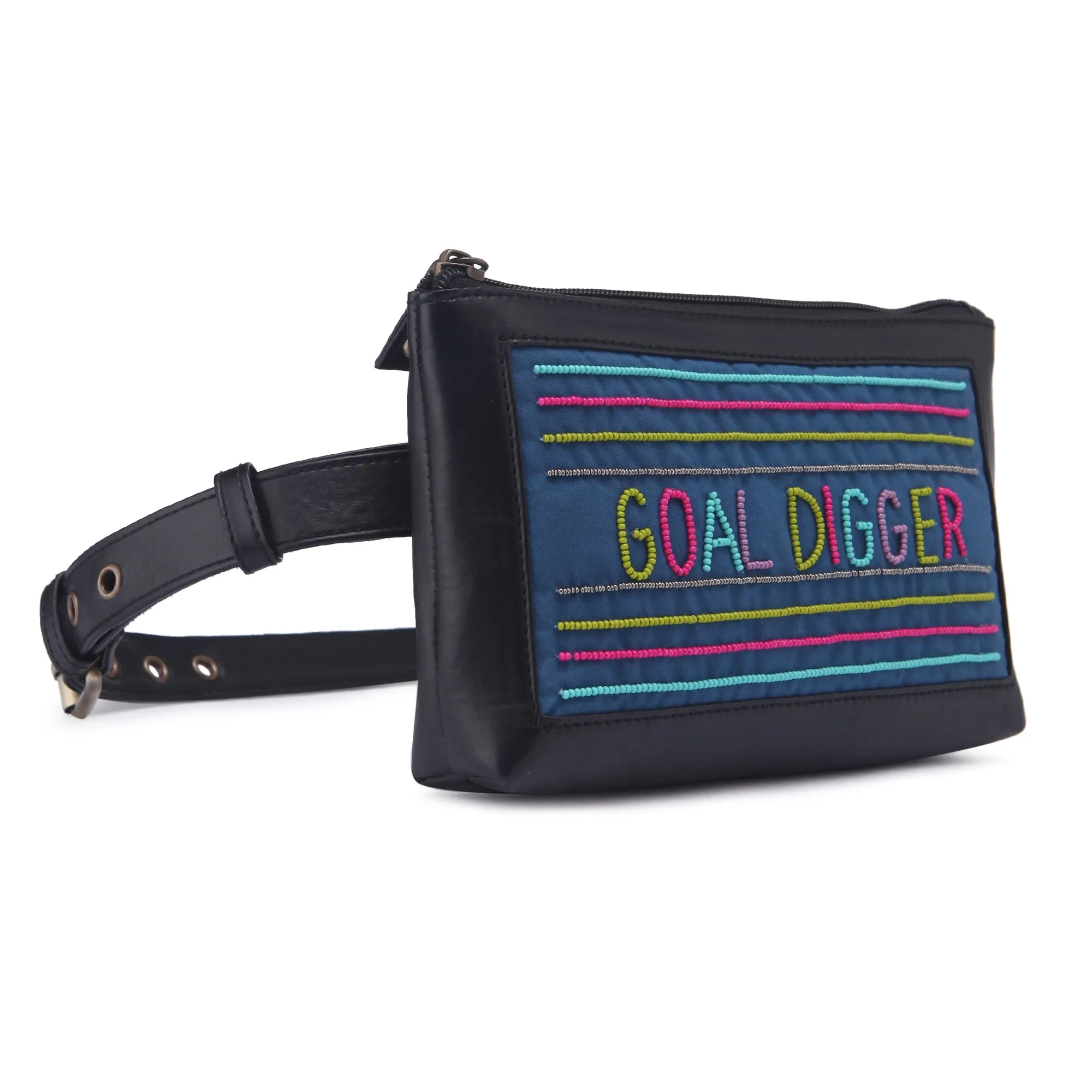 Goal digger Hand Embroidery waist belt bag