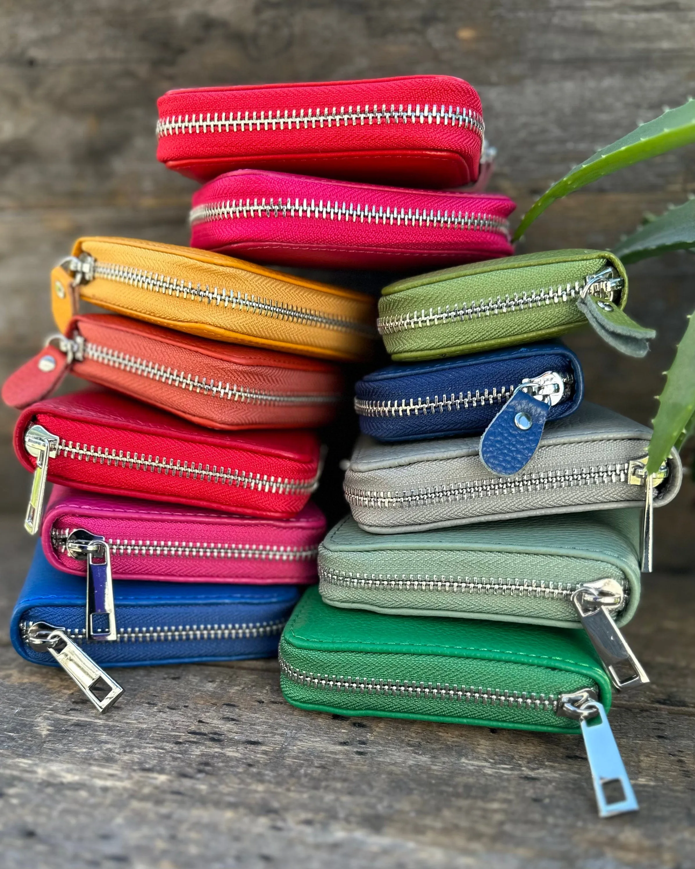 Leather Purse/Card Holder - Fuchsia