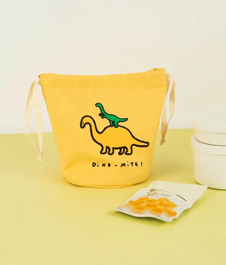 Pink Black Orange Yellow Drawstring Mini Totes Handbags Shoulder Purses Cute Girls Artists Design Female Casual Light Gifts Embroidery Cotton Daily Picnic Fashion Pouches Lunch Bags