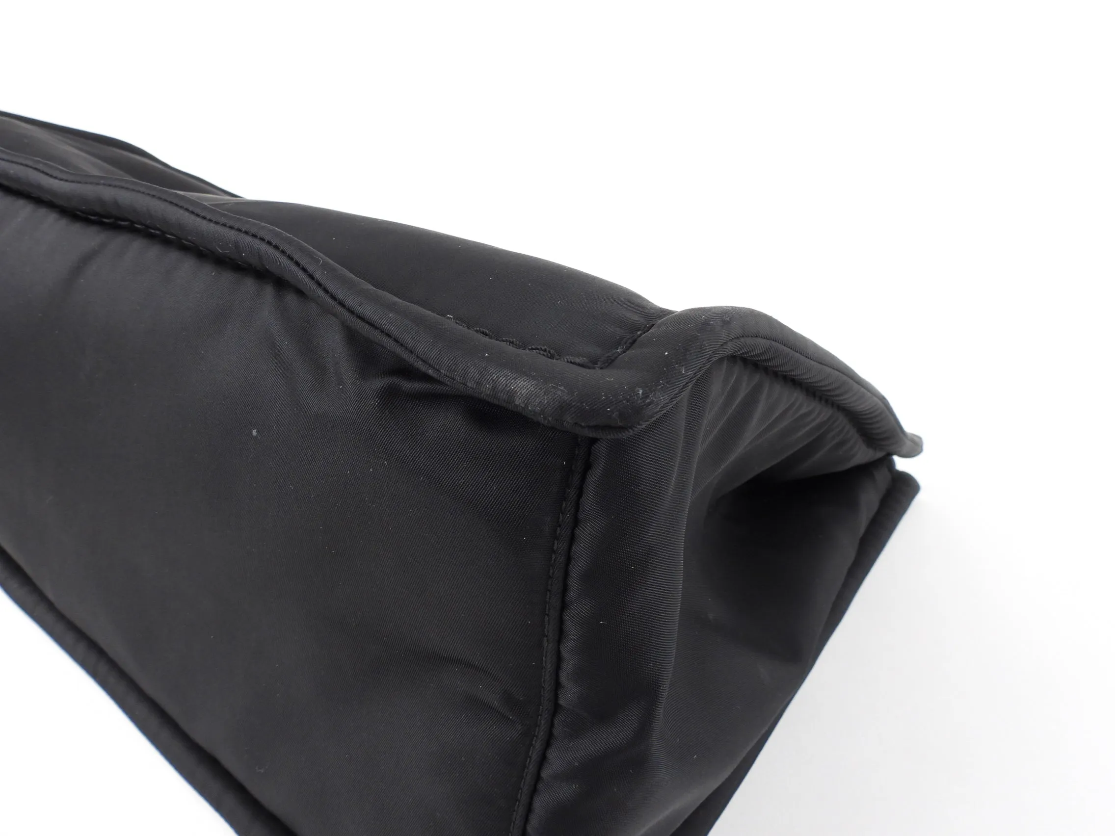 Prada Black Nylon Tessuto Two Way Chain Shopping Tote Bag