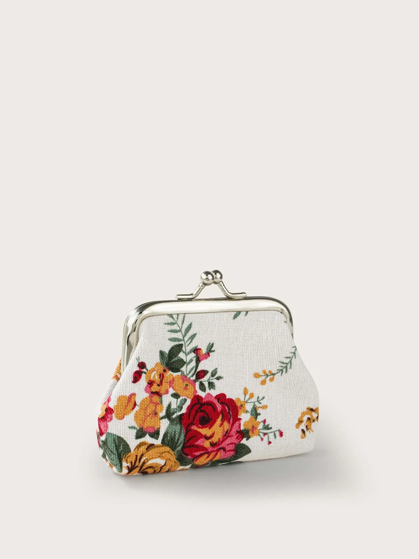 Roses Pattern Kiss Lock Coin Purse Change Pouch Card Holder Coin Holder