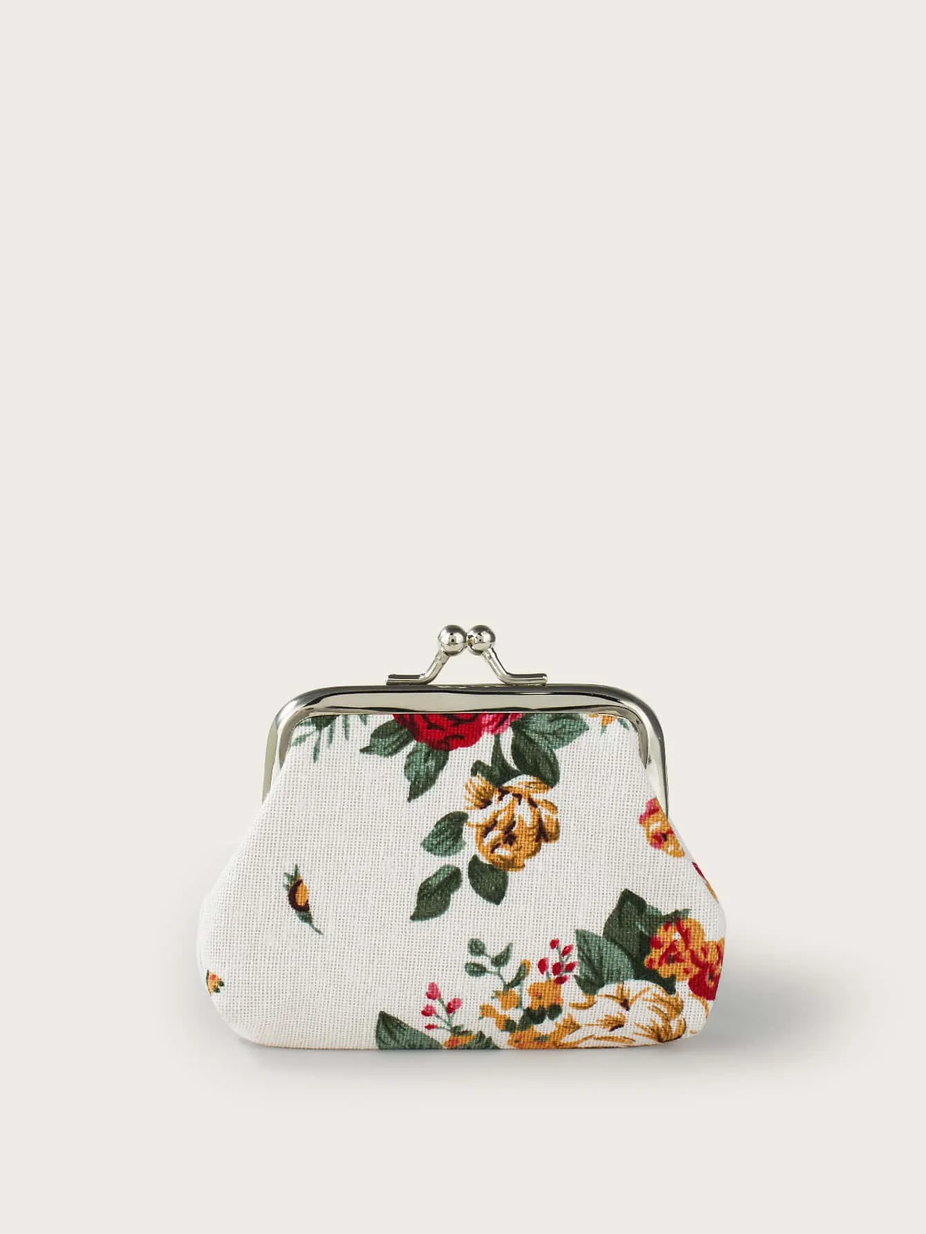 Roses Pattern Kiss Lock Coin Purse Change Pouch Card Holder Coin Holder