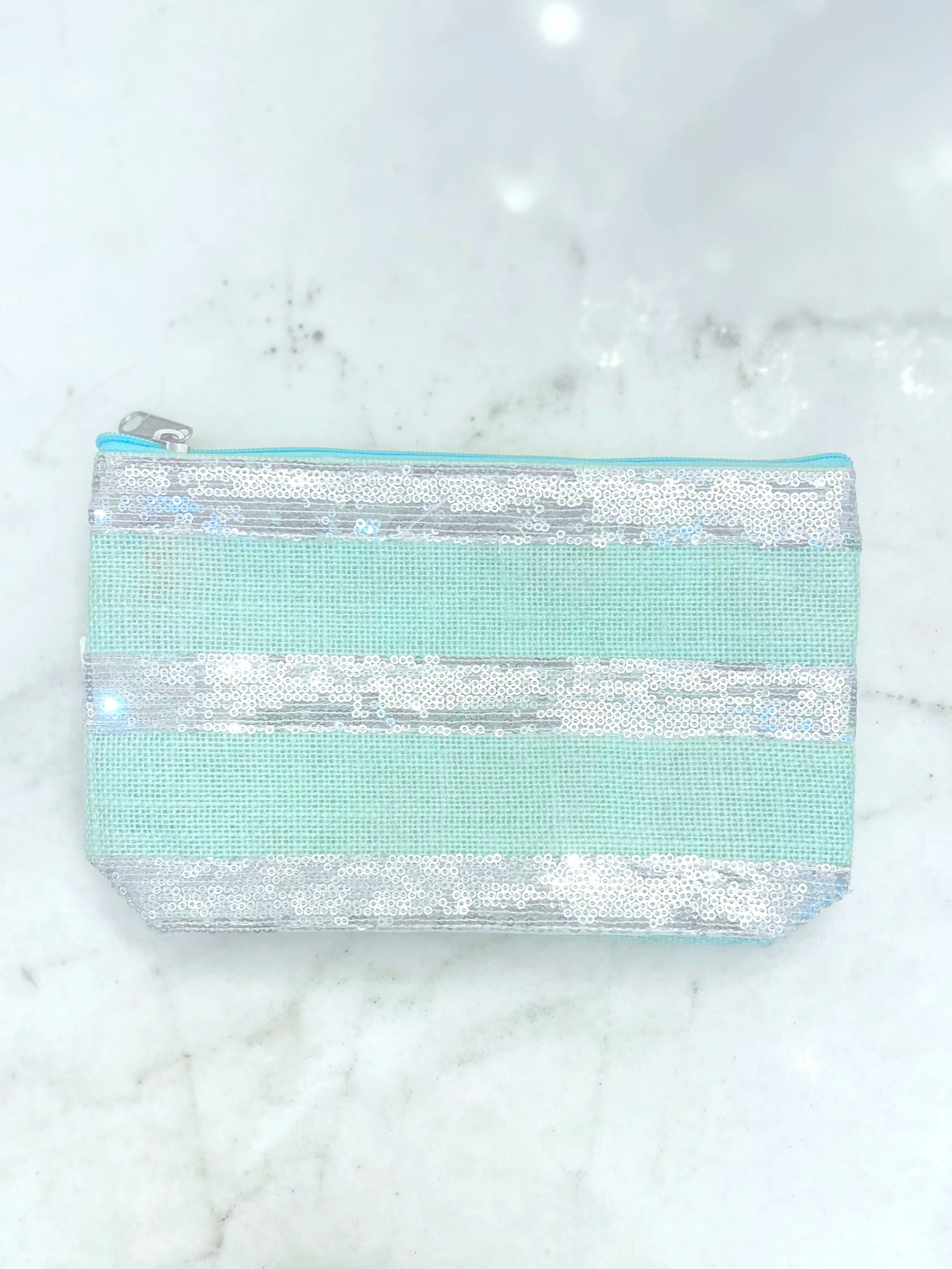 Stripe Sequin Clutch