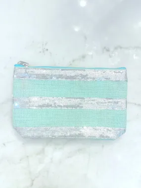 Stripe Sequin Clutch
