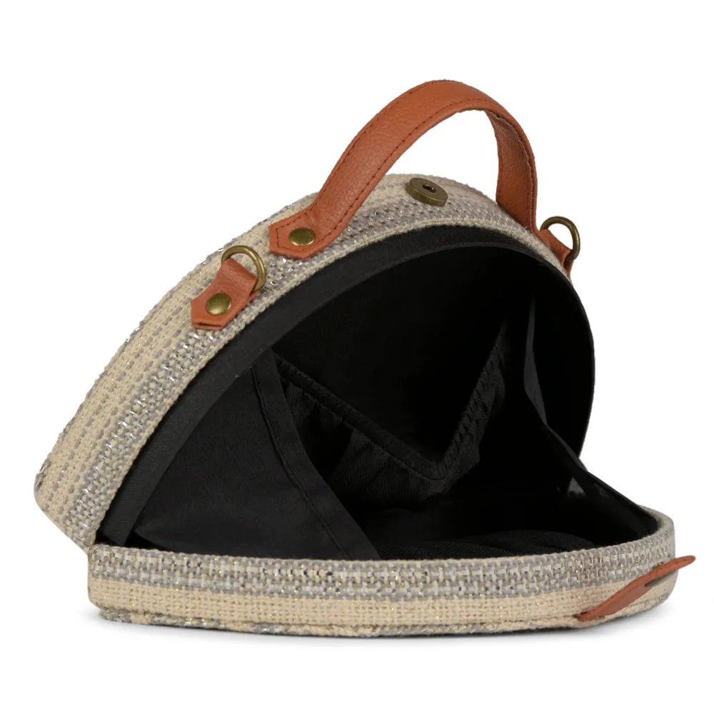 White Handcrafted Semi circle Crossbody Clutch Bag for Women