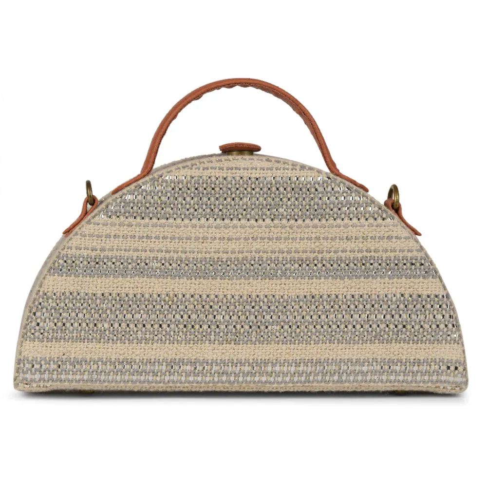 White Handcrafted Semi circle Crossbody Clutch Bag for Women
